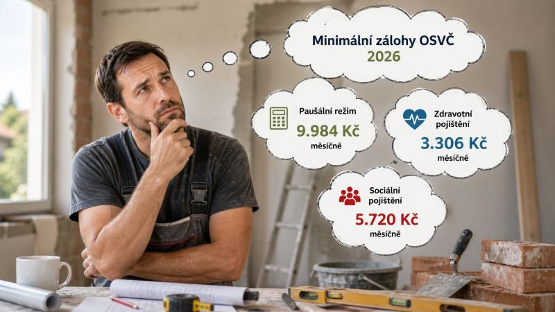 Minimální zálohy OSVČ a paušální režim 2026